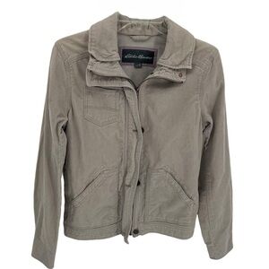 Eddie Bauer Corduroy Jacket Women's XS Beige Zip/snap Pockets Collared